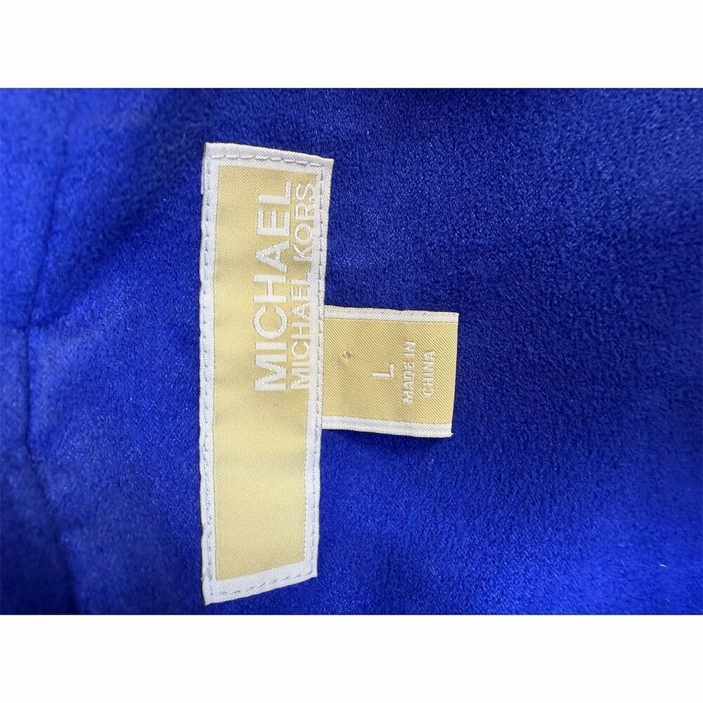 Michael Kors Women's Blue Moto Jacket Size L Zipper Accents - Picture 3 of 12